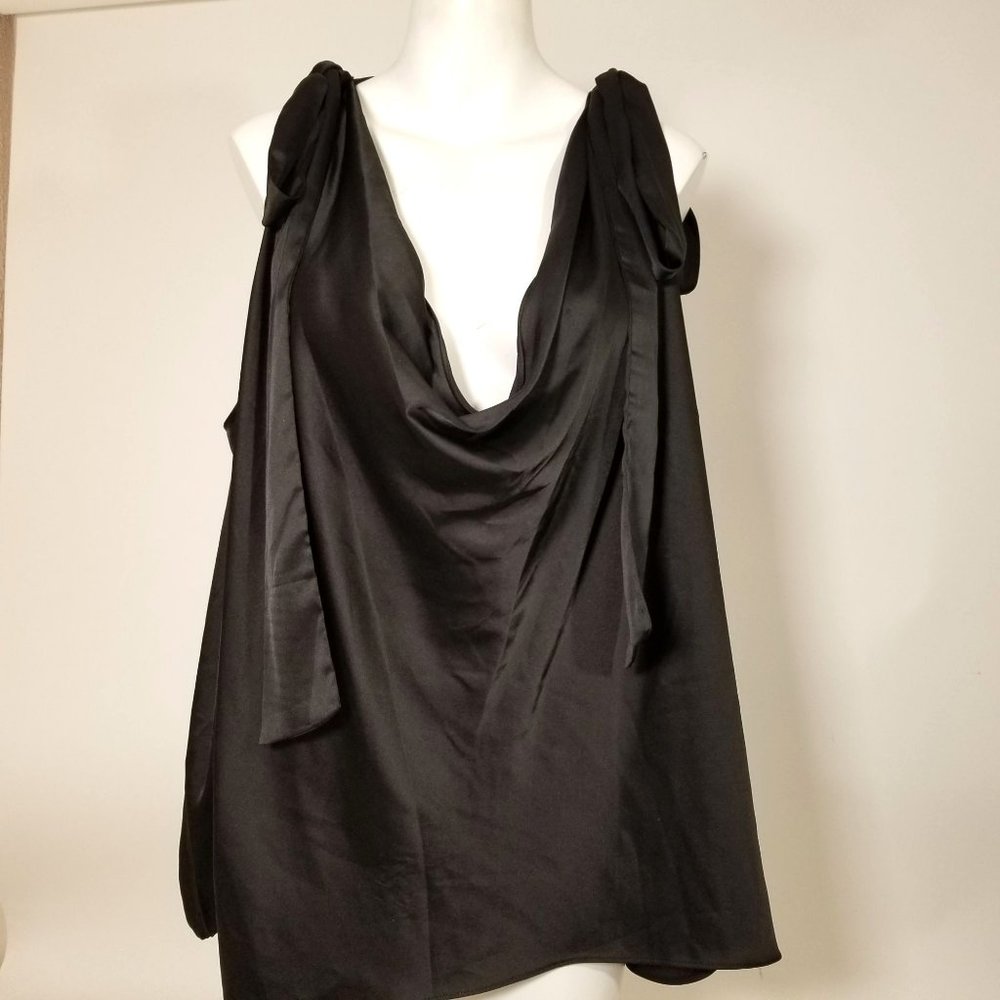 Dance Marvel Shirt Top Blouse M Black Plunge Neck Cold Shoulder Gothic Punk Alt